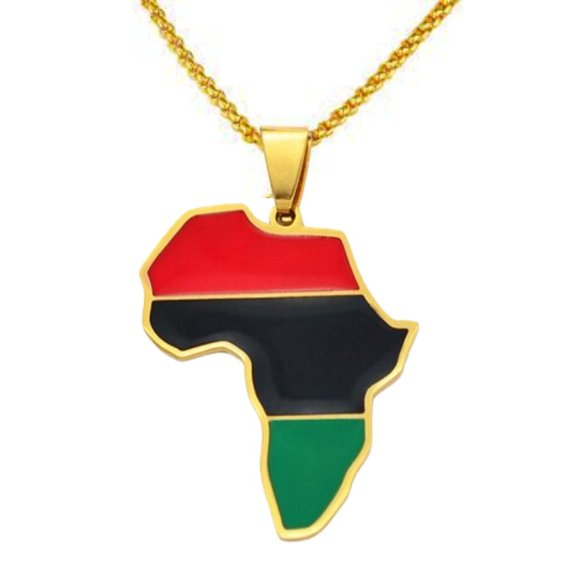 Africa Map Necklace - In Leather or Gold Chain - Picture 2 of 3